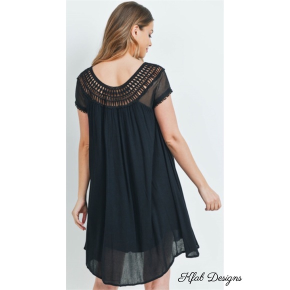 ❤️LAST 1! Black Crochet/Lace Detail Lined Dress! - Picture 5 of 7